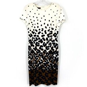 Escada Womens 36 6 Off White Dot To Animal Print Sheath Dress